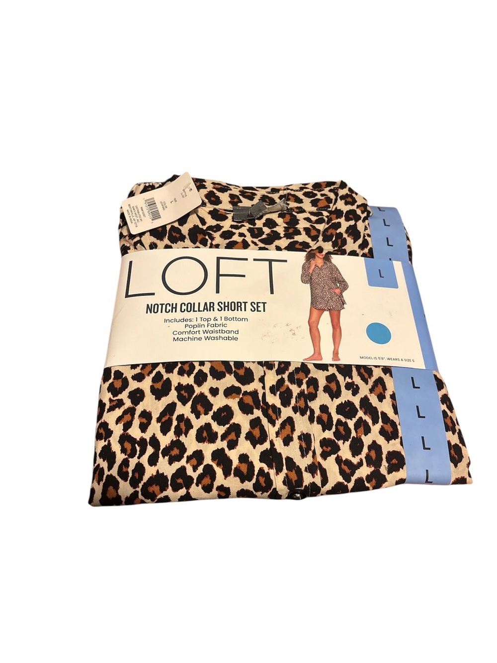 LOFT Notch Collar Short Set - Leopard Print NWT LARGE